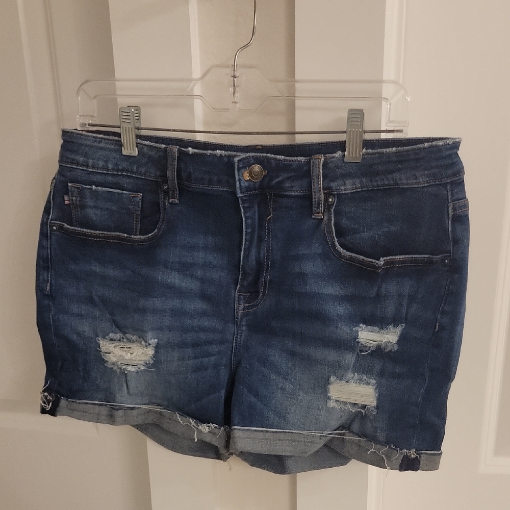 Vigoss Dark Blue Distressed Jean Shorts